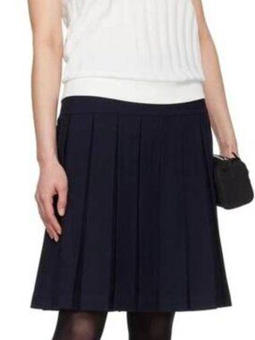 NEW SHUSHU/TONG Women’s A-Line Pleated Skirt – Navy Blue